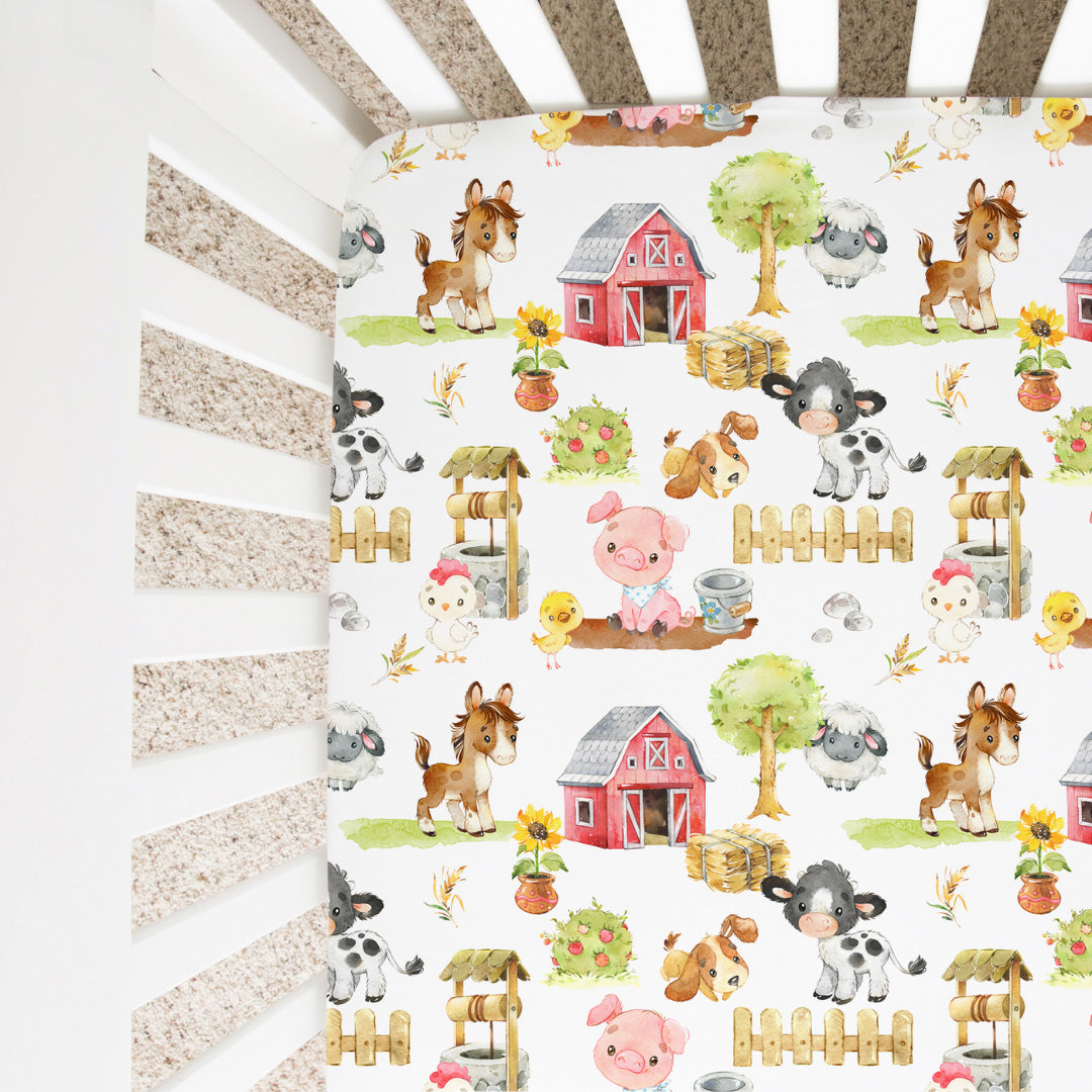 Farm Animals Fitted Crib Sheet