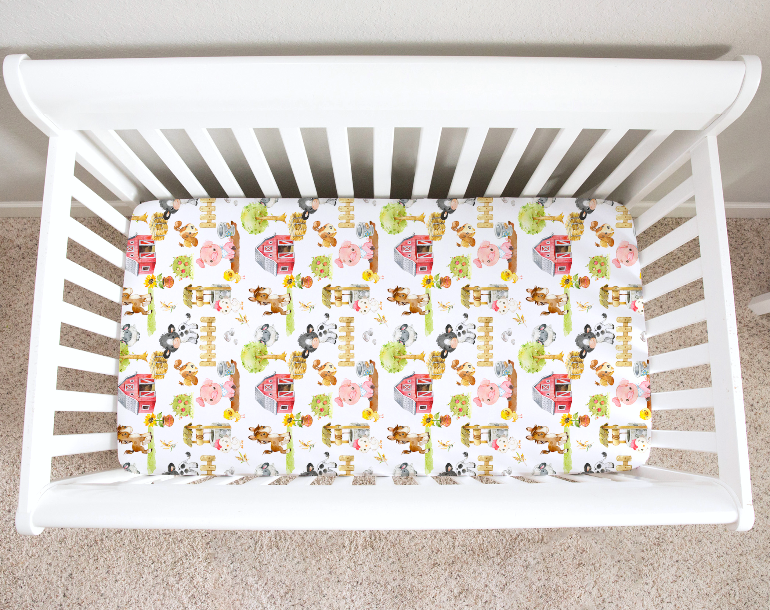 Farm Animals Fitted Crib Sheet