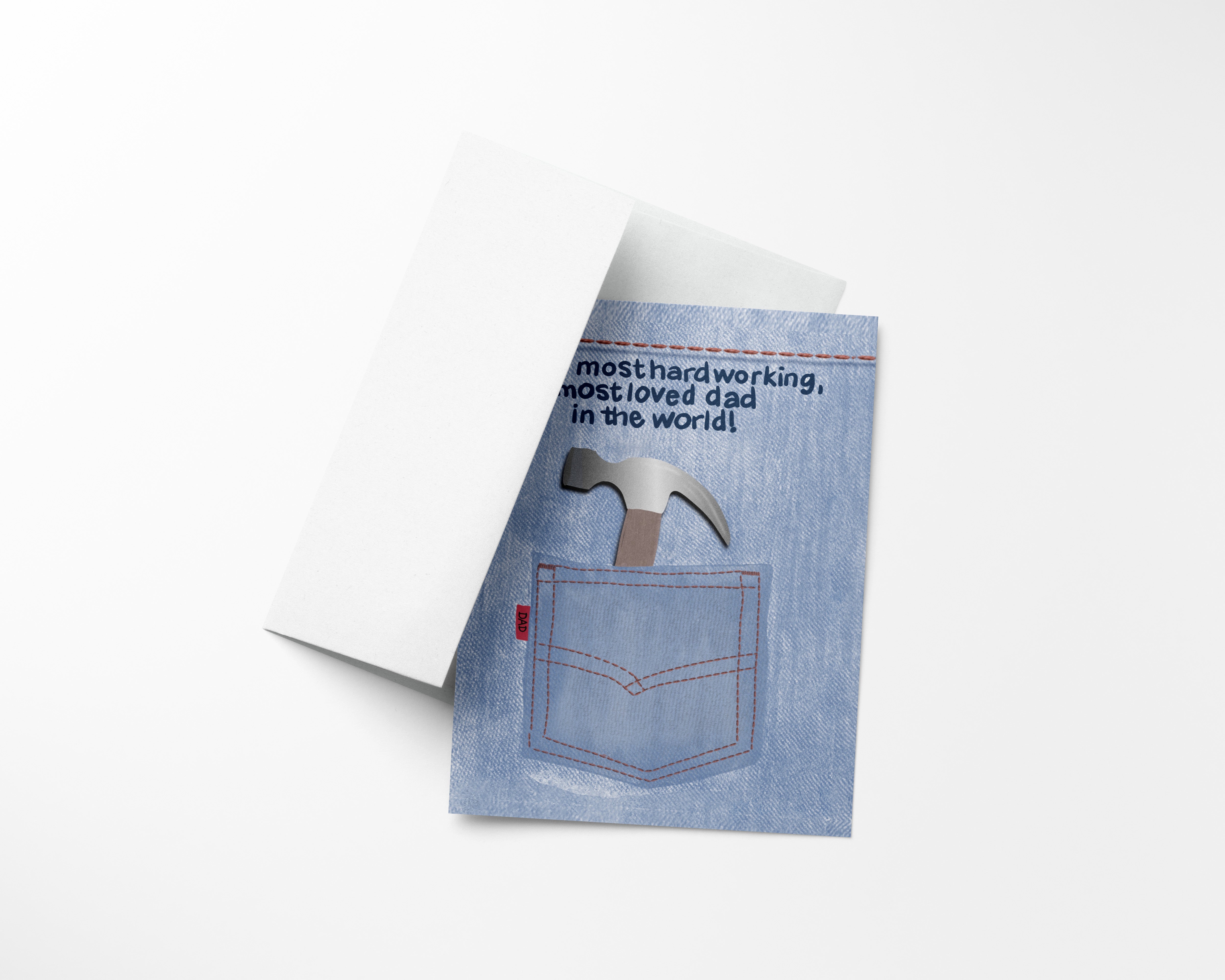Hardworking Dad Greeting Card | Blue Denim Hammer Father's Day Card