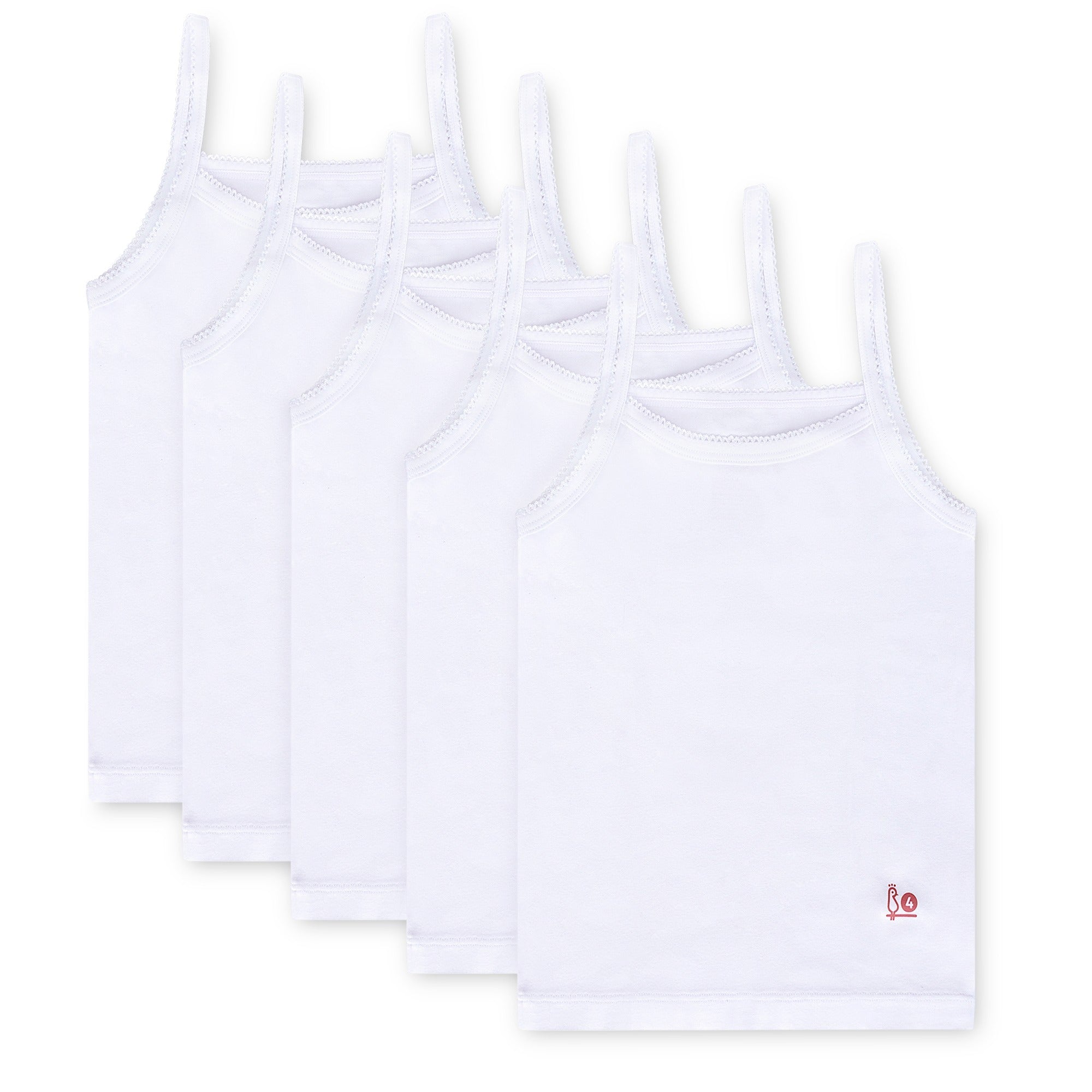 Feathers Girls Undershirts Tagless Camisoles - 5 Pk Super Soft Cotton Cami Girls Tank Tops