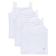 Feathers Girls Solid White Snug Fit Tagless Cami Vest - 100% Cotton Super Soft Undershirts (3/pack)