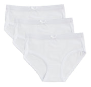 Feathers Girls Rib White Snug Fit Tagless Briefs Underwear - 100% Cotton Super Soft Panties