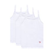 Feathers Girls Solid White Snug Fit Tagless Cami Vest - 100% Cotton Super Soft Undershirts (3/pack)