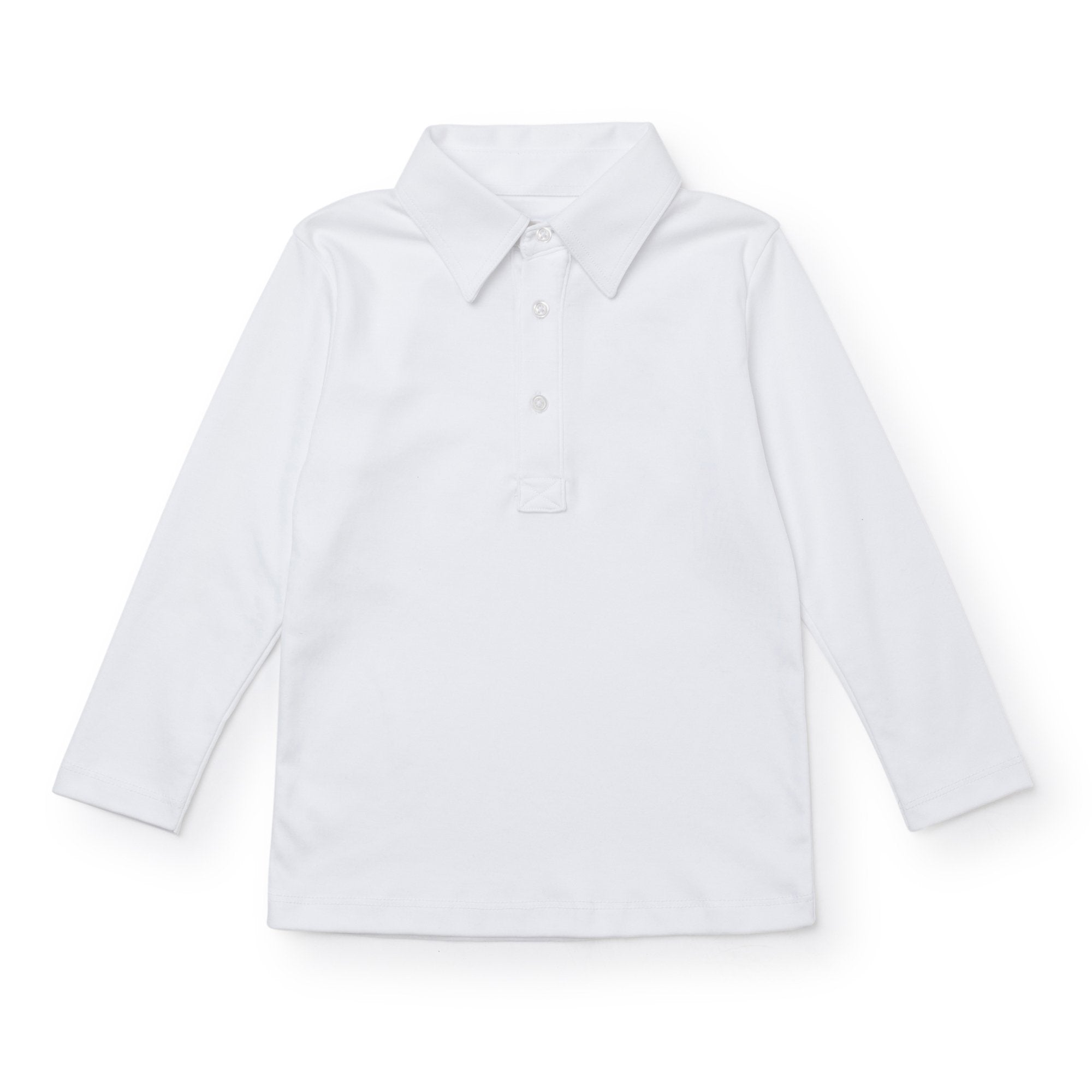 Finn Pima Cotton Long Sleeve Polo For Boys - White