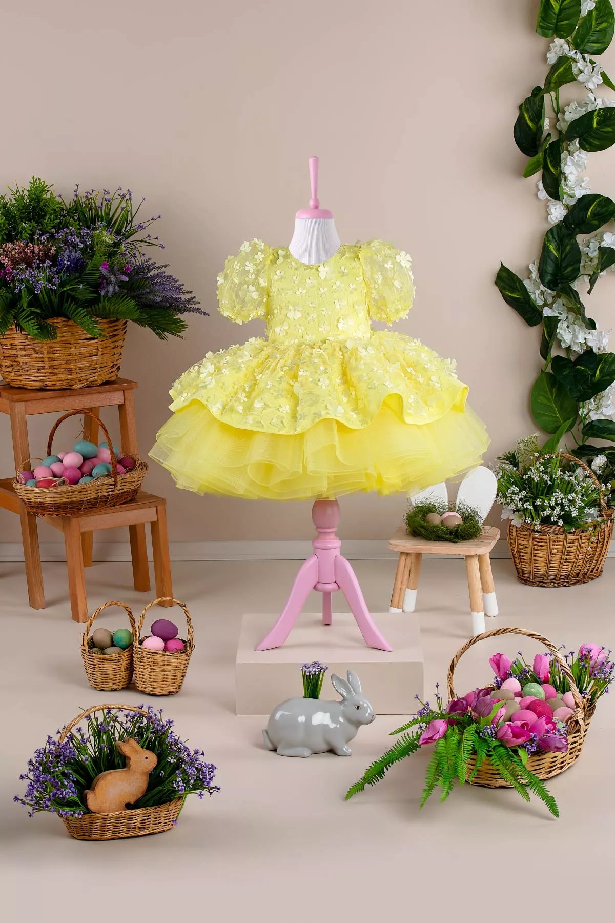 Fiona Yellow Party Dress - Layered