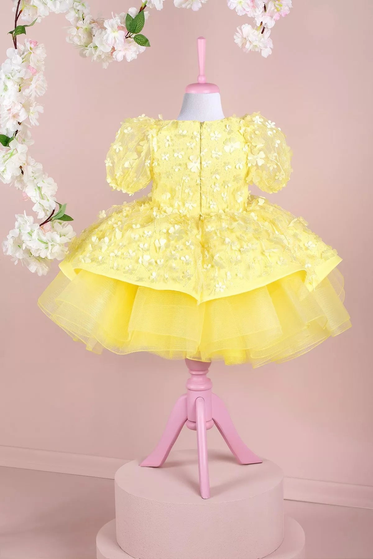 Fiona Yellow Party Dress - Layered