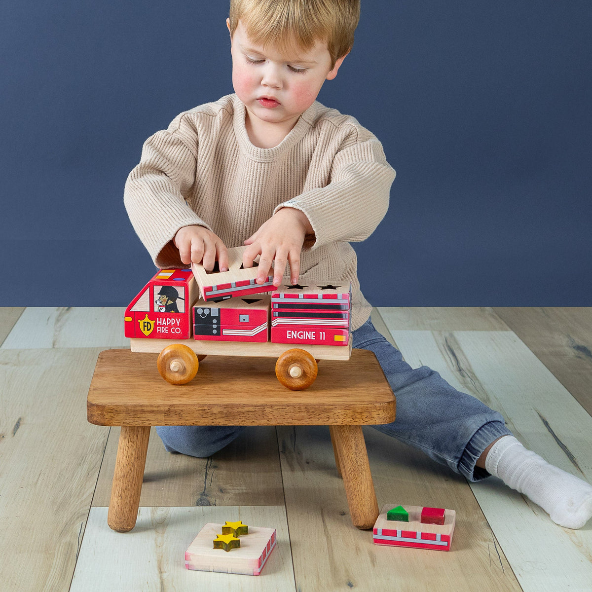 Stackable Puzzle - Fire Truck | Made In The Canada | Printed With Non-toxic Ink In The Usa 🇺🇸