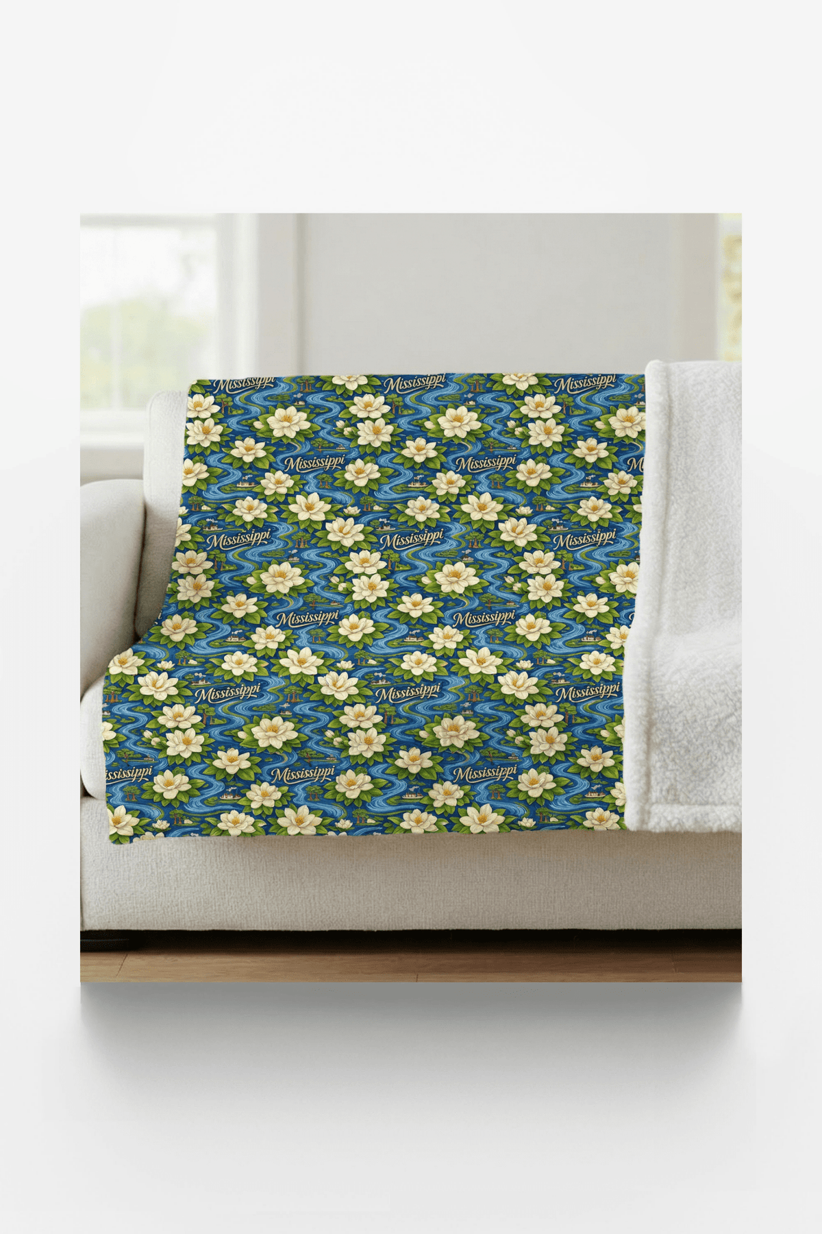 Mississippi River Magnolia Sherpa Blanket