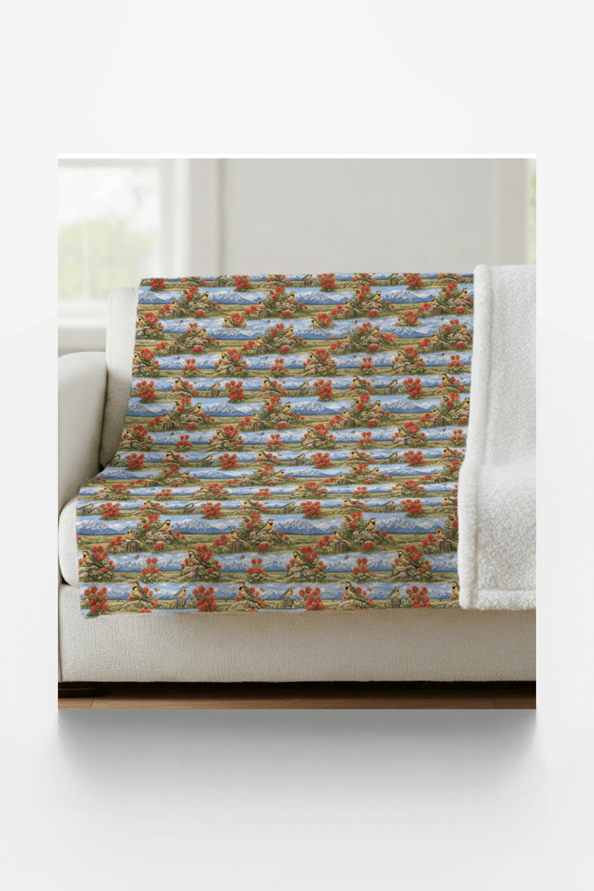Wyoming Flora & Fauna Sherpa Blanket