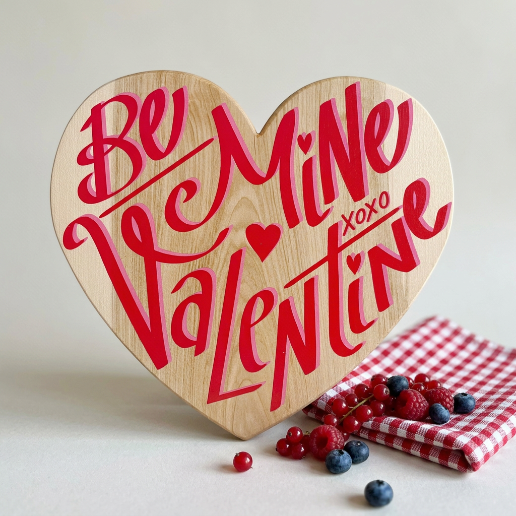 Heart Shaped Valentine's Day Solid Maple Wood Serving Board Platter - 12.5" X 11.5" | Made In The Usa 🇺🇸