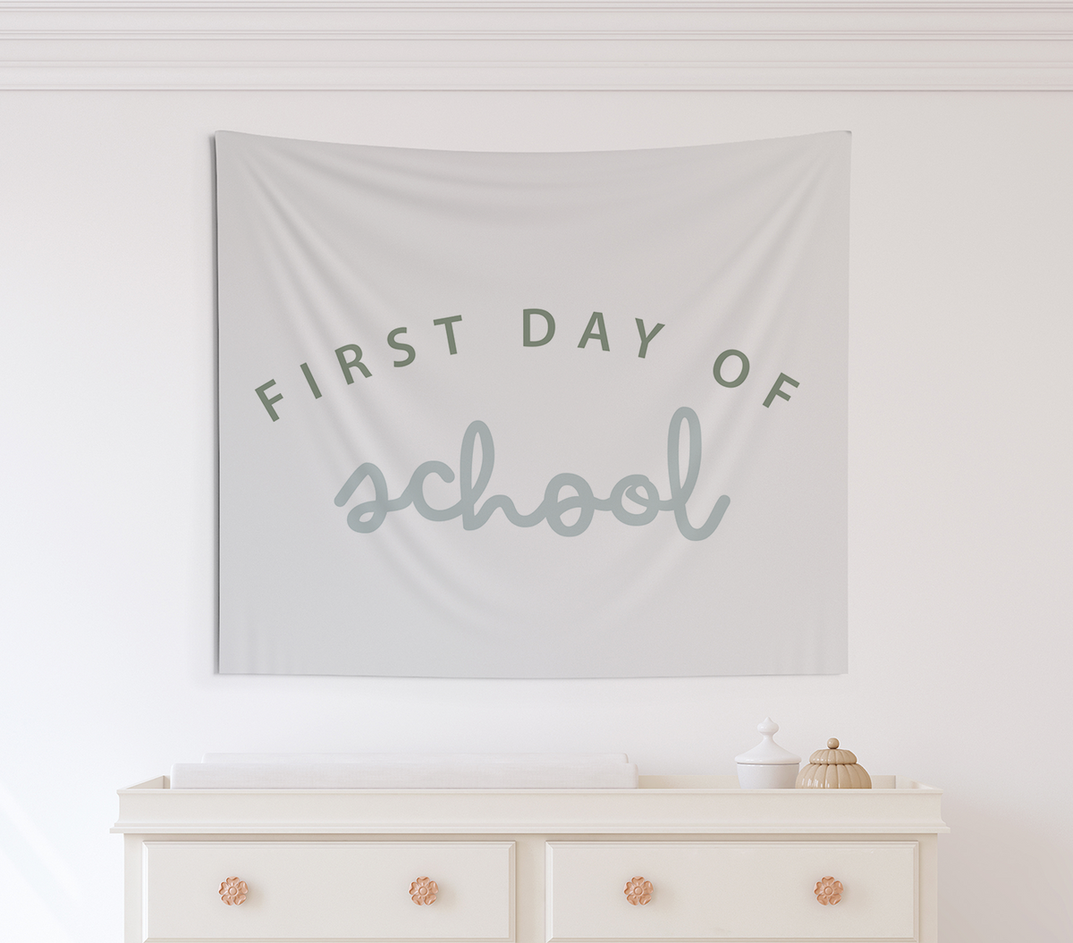 First Day Of School Green Tapestry, First Day Of School Banner Green