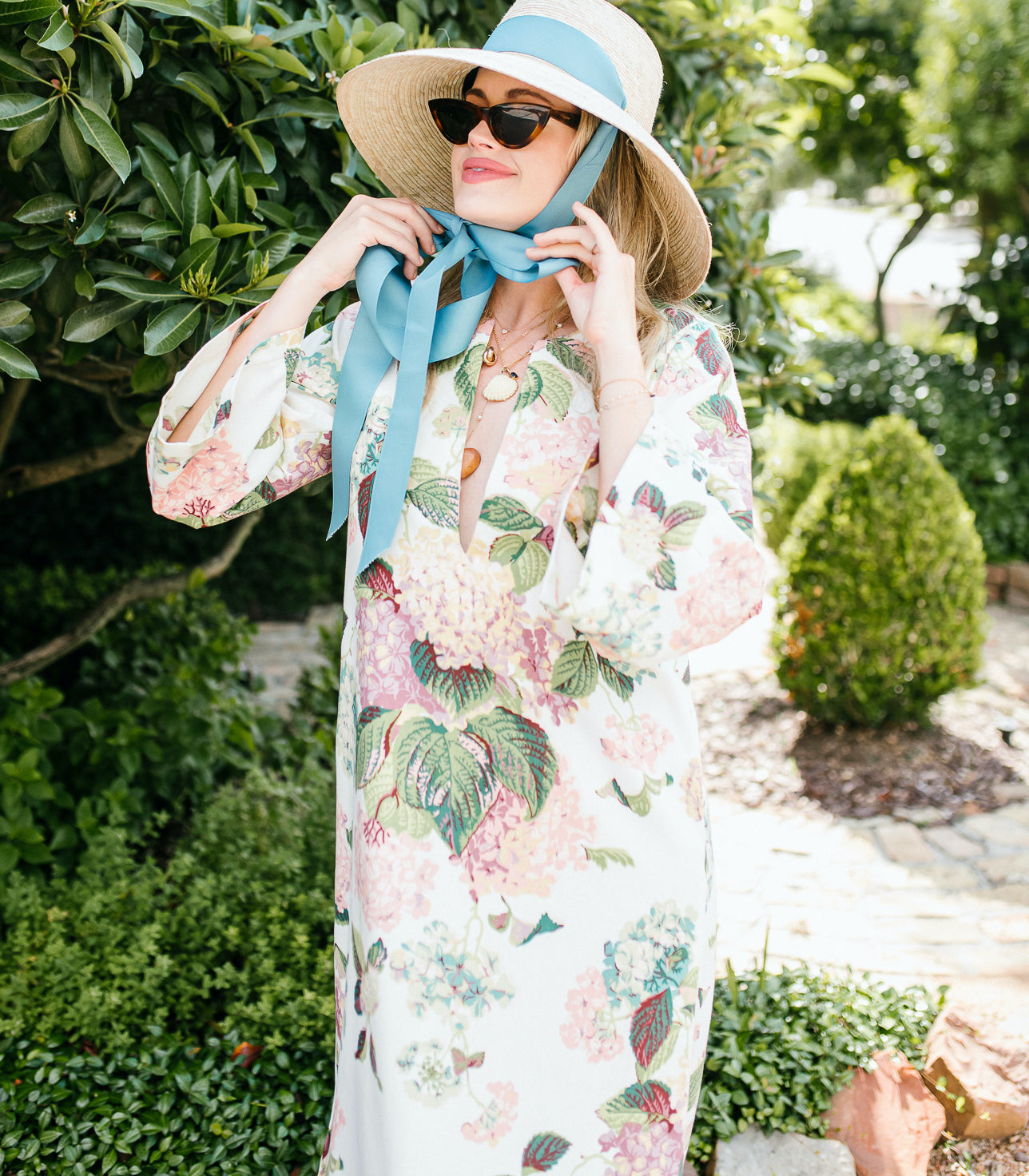 Wildflower Sun Hat - Coral Wide & Short Grosgrain Ribbon