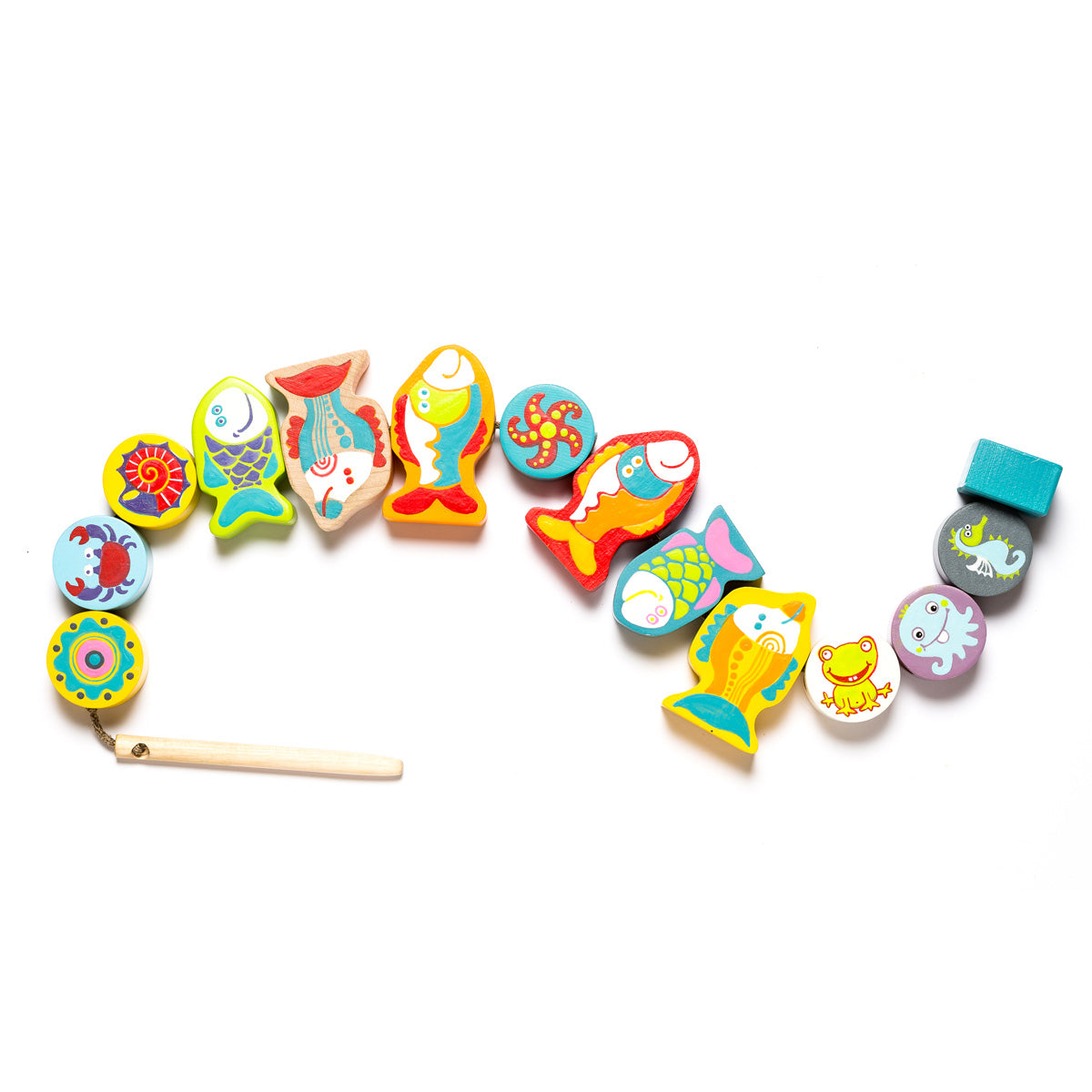 Wise Elk/cubika Wooden Lacing Toy - Fishes