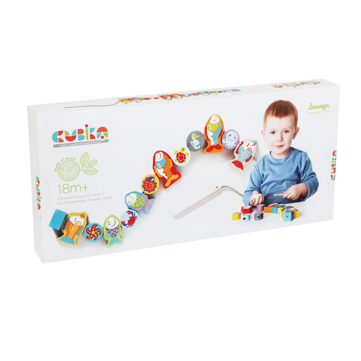 Wise Elk/cubika Wooden Lacing Toy - Fishes