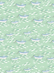 'fishing Boats' Wallpaper By Tea Collection - Aventurine