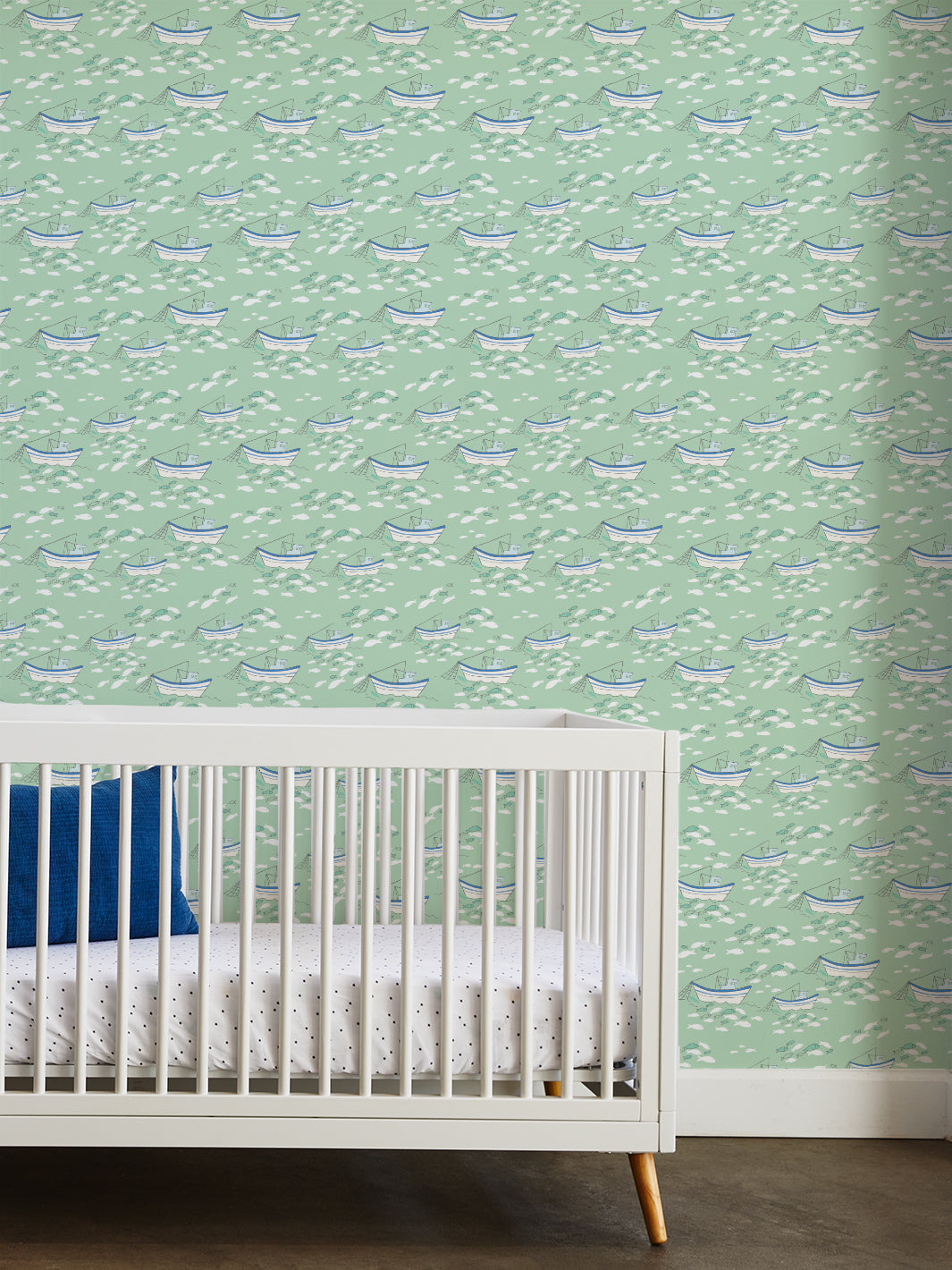 'fishing Boats' Wallpaper By Tea Collection - Aventurine