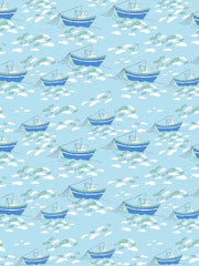 'fishing Boats' Wallpaper By Tea Collection - Baby Blue