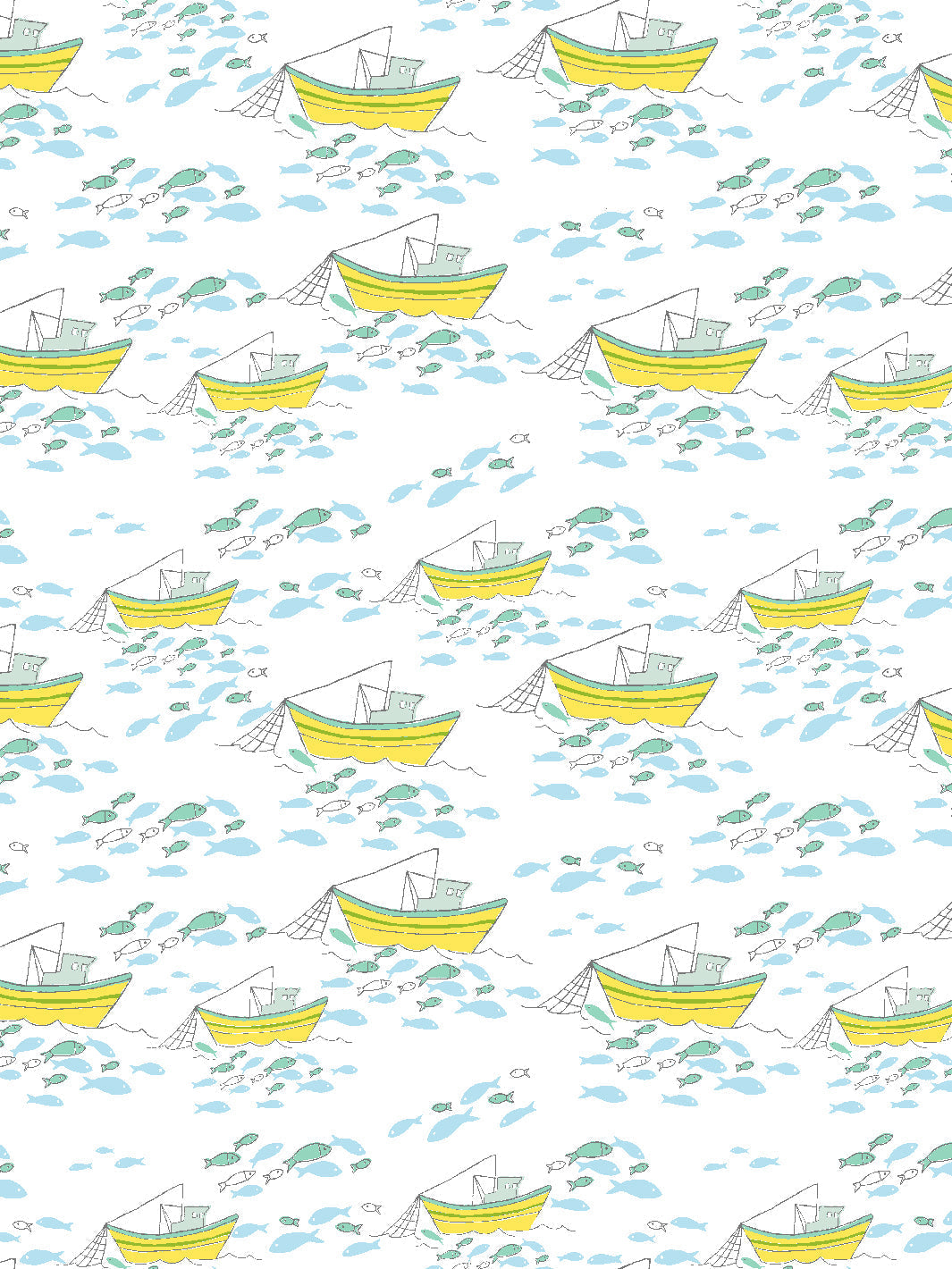 'fishing Boats' Wallpaper By Tea Collection - White
