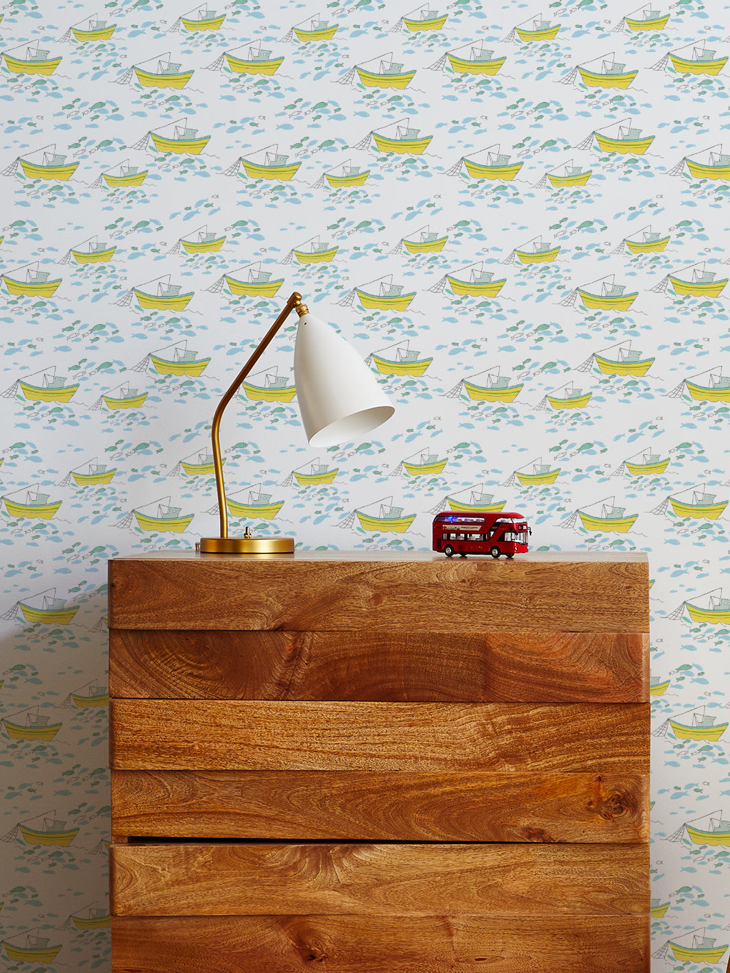 'fishing Boats' Wallpaper By Tea Collection - White