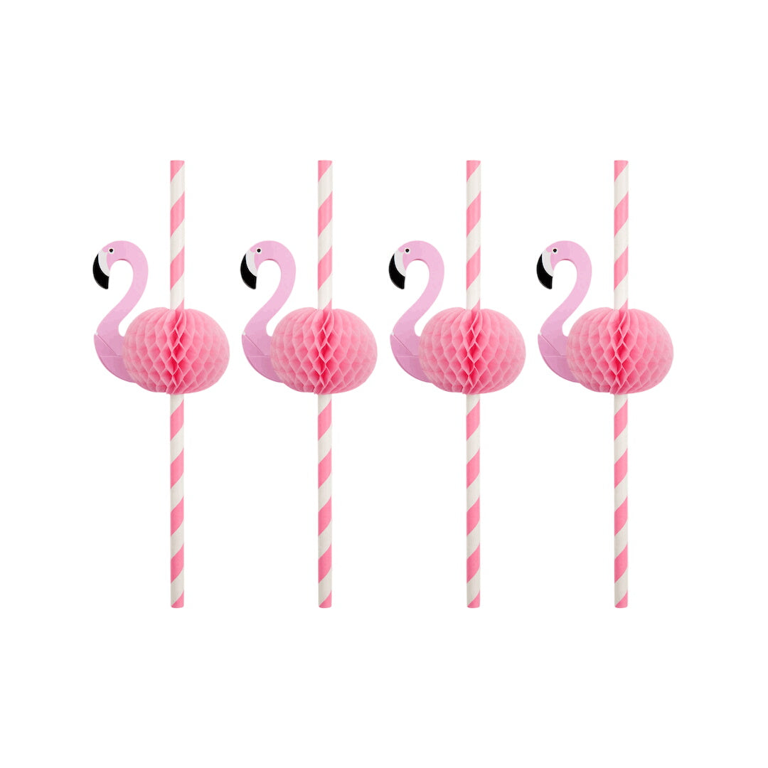 Flamingo Honeycomb Straws (10 Per Pack)