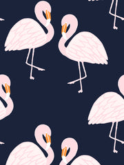 'flamingos' Wallpaper By Tea Collection - Navy