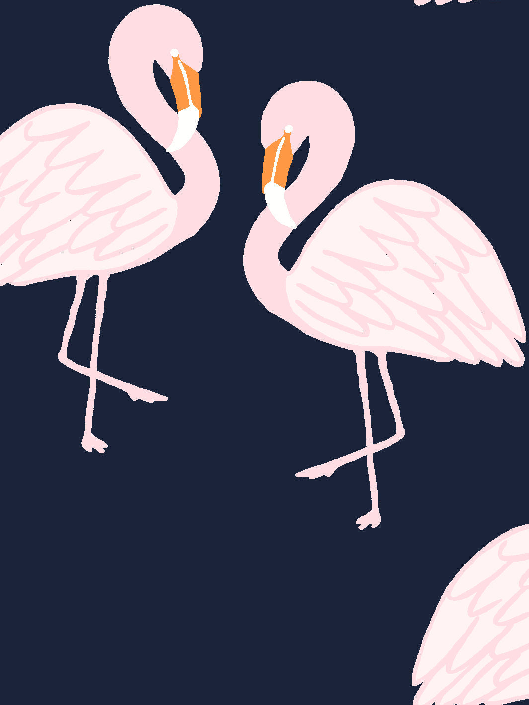 'flamingos' Wallpaper By Tea Collection - Navy