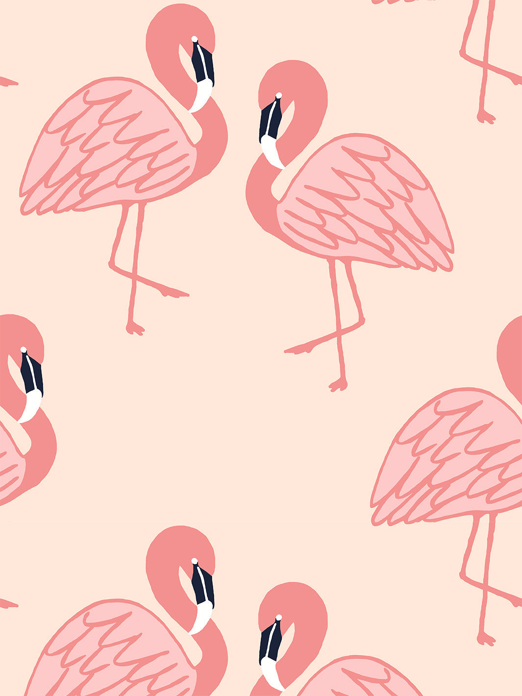 'flamingos' Wallpaper By Tea Collection - Peach