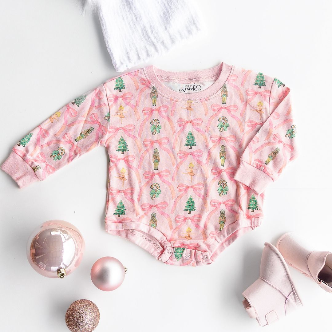 Nutcracker Trellis Christmas Long Sleeve Romper