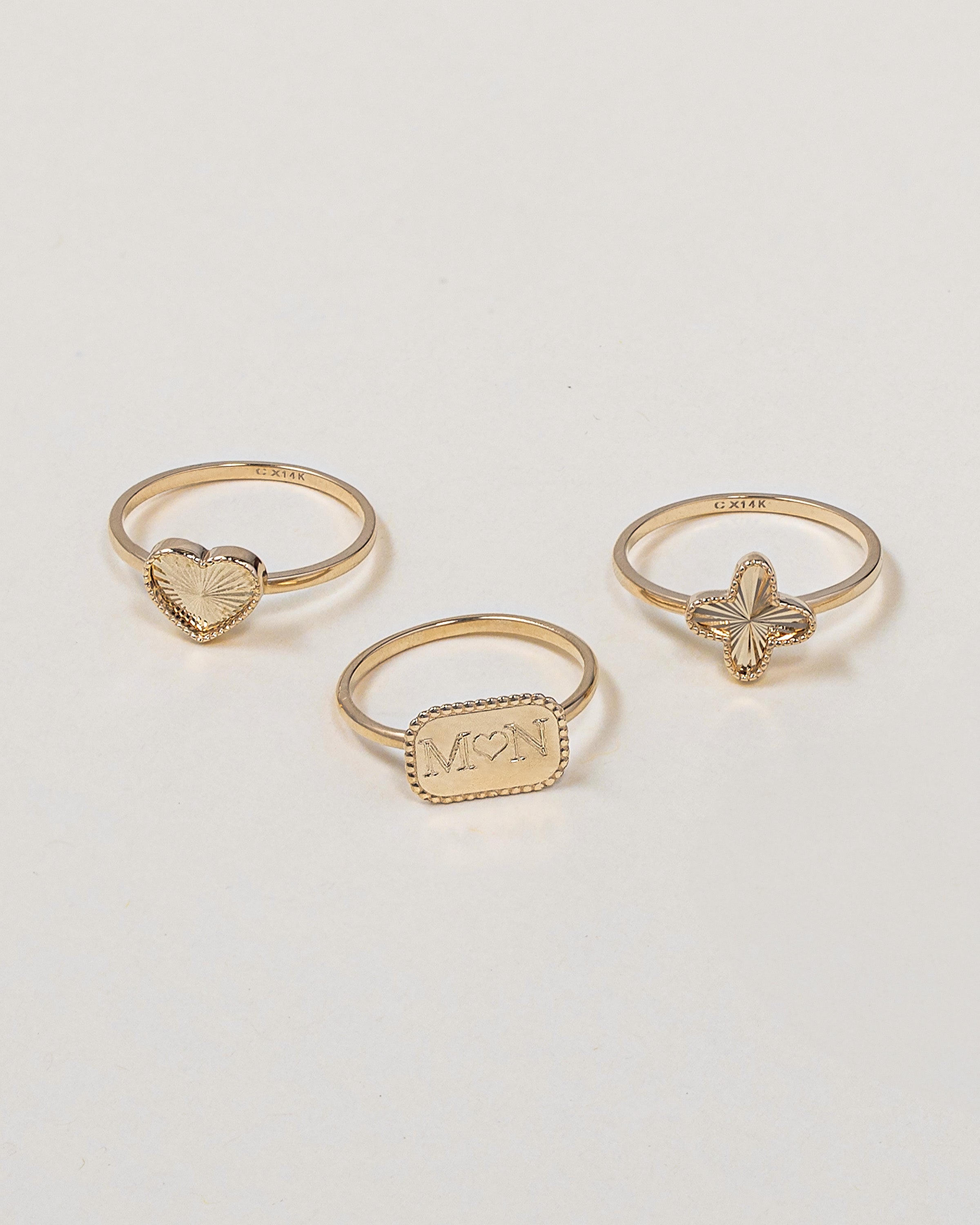 14k Gold Milgrain Clover Ring