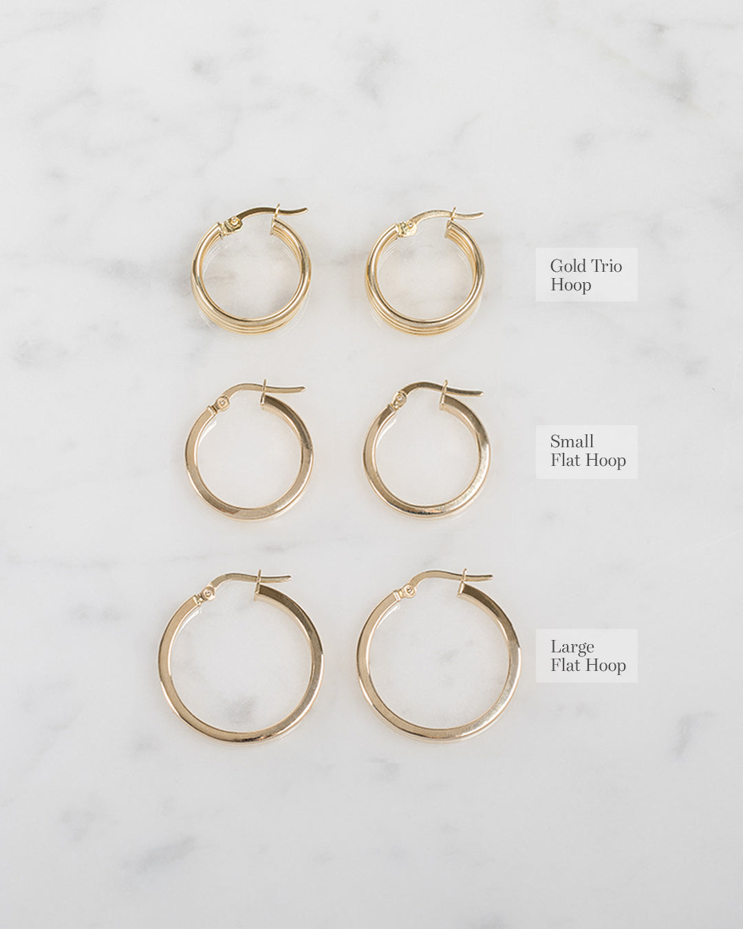 14k Gold Trio Hoop Earrings