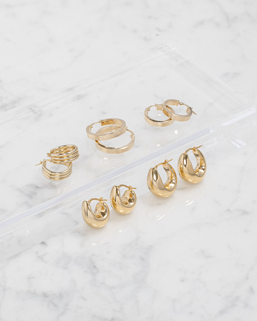 14k Gold Trio Hoop Earrings