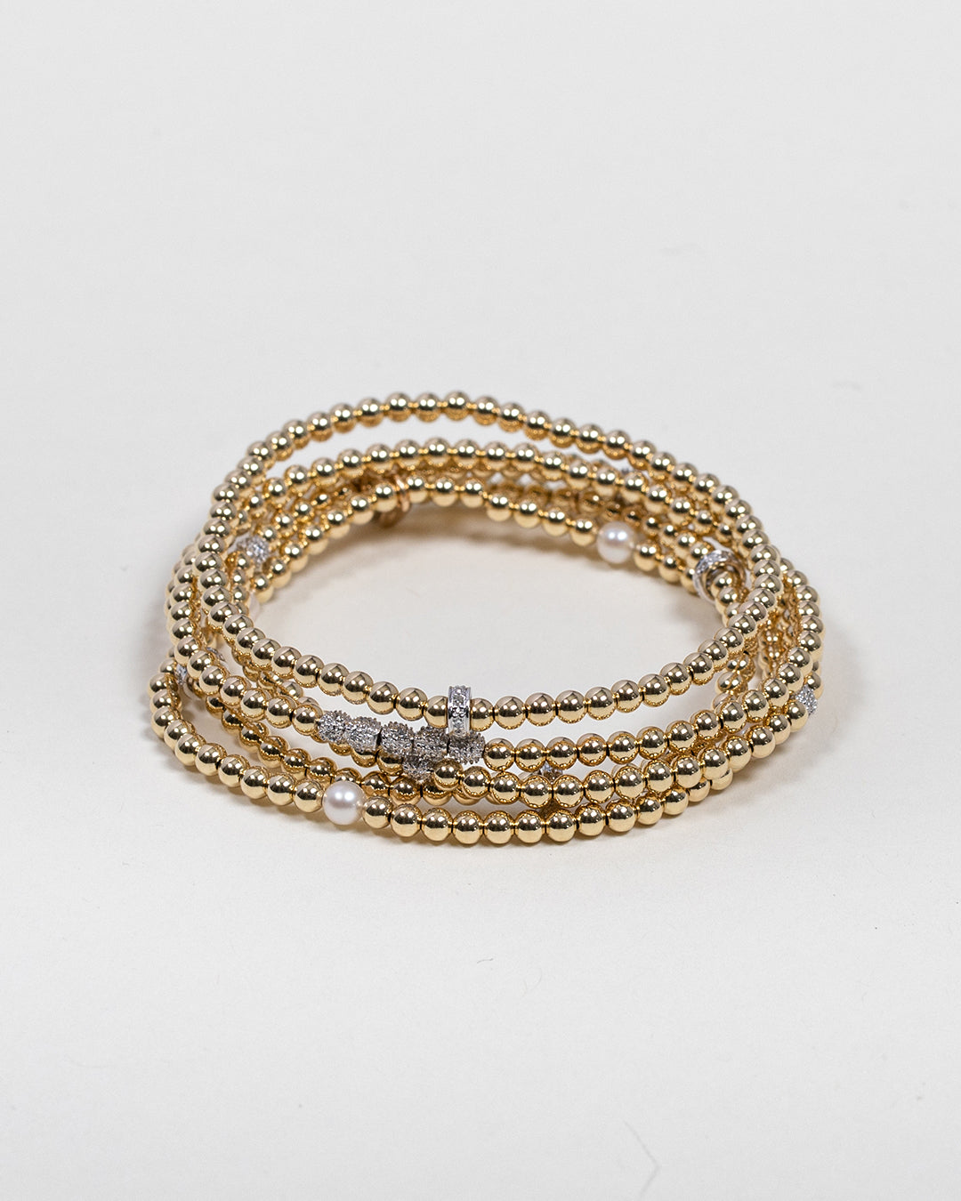 3mm Gold Bead Bracelet With Diamond Bar