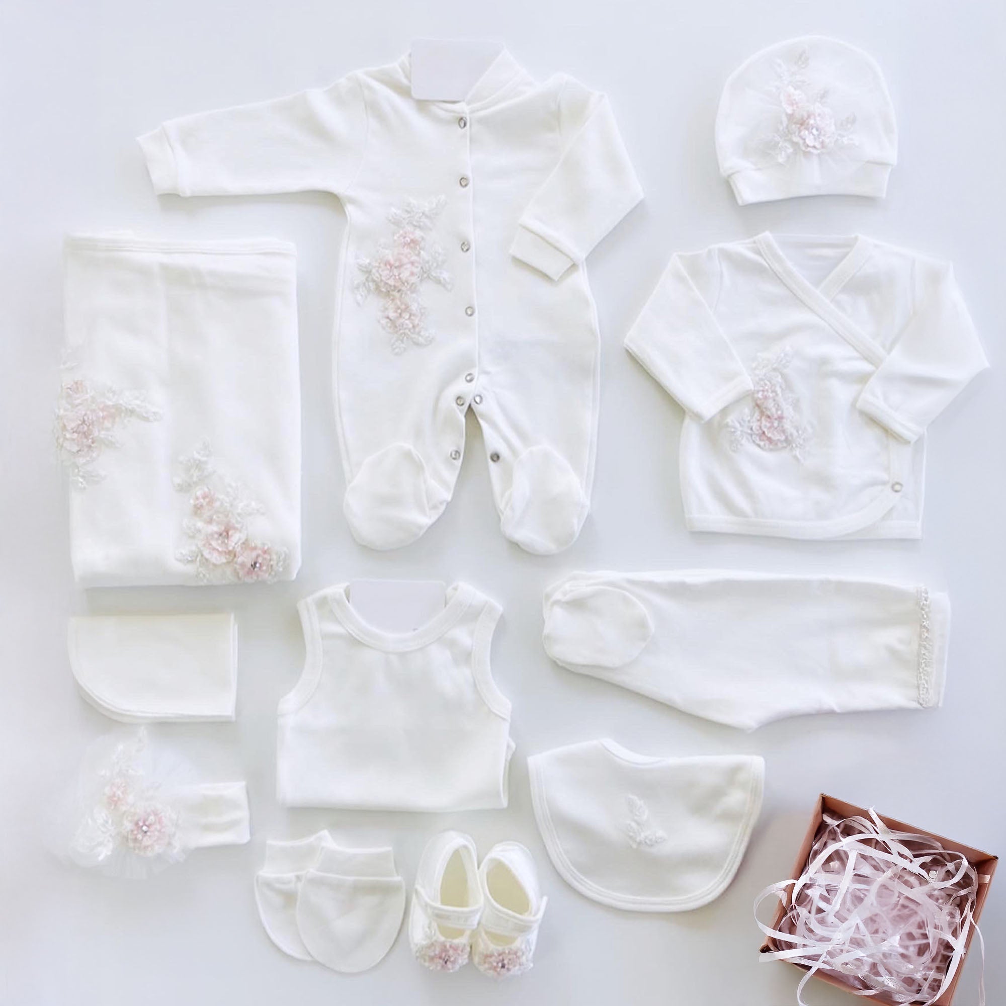 Floral Newborn Baby Girl Coming Home Set (11 Pcs)