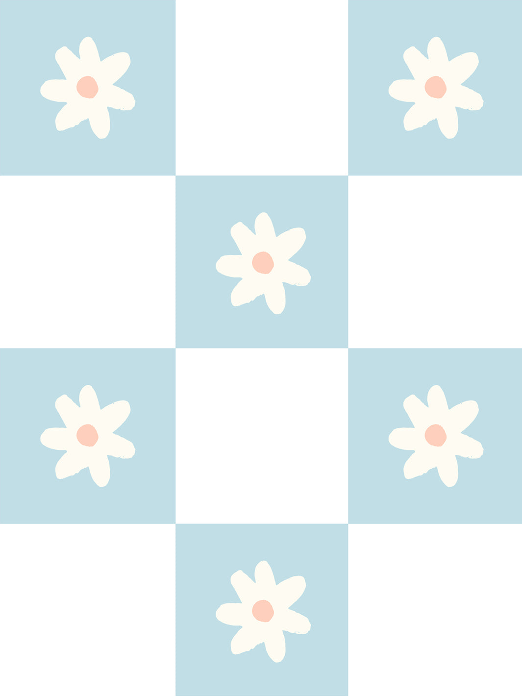 'floral Check' Wallpaper By Meri Meri - Light Blue