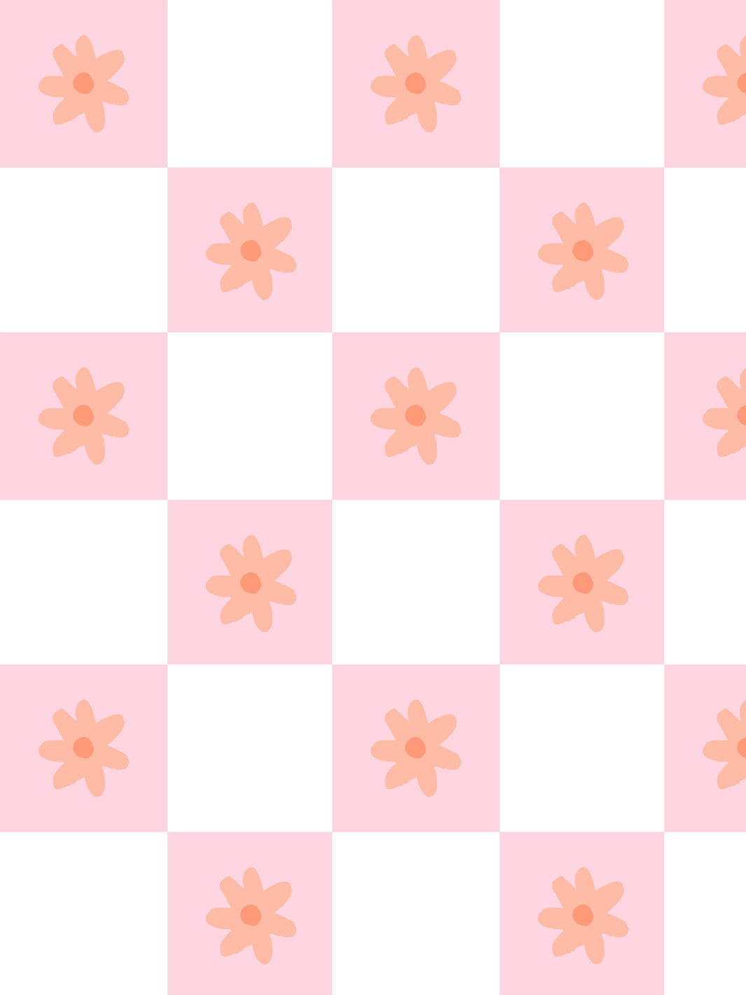 'floral Check' Wallpaper By Meri Meri - Peachy Pink