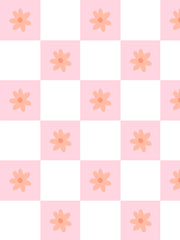 'floral Check' Wallpaper By Meri Meri - Peachy Pink