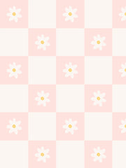 'floral Check' Wallpaper By Meri Meri - Pink