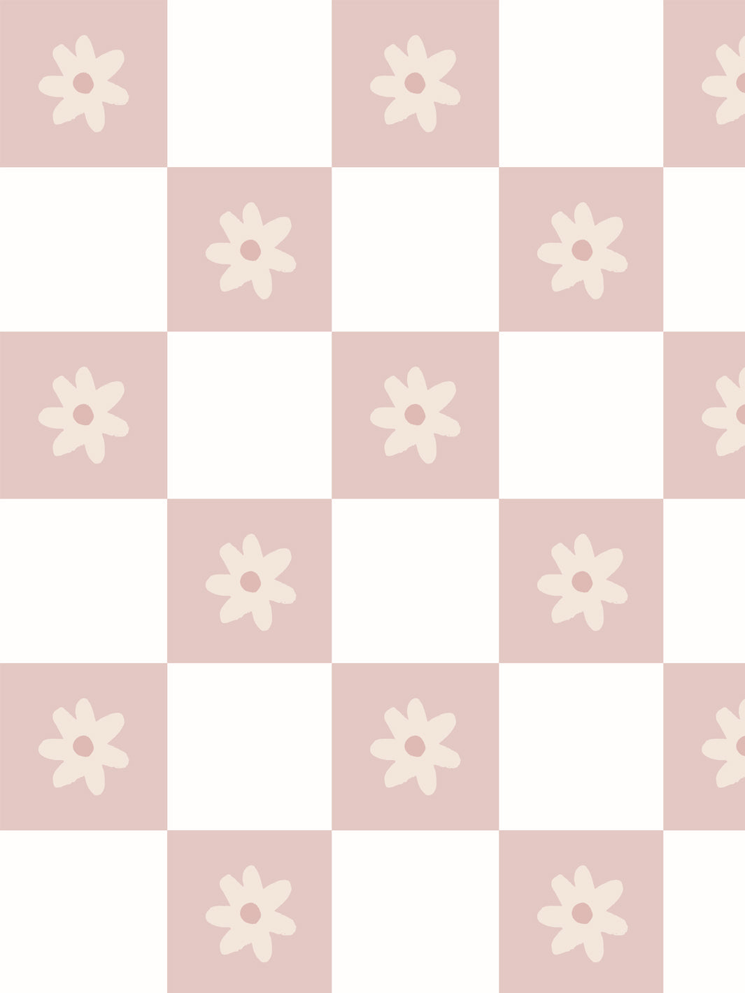 'floral Check' Wallpaper By Meri Meri - Soft Mauve