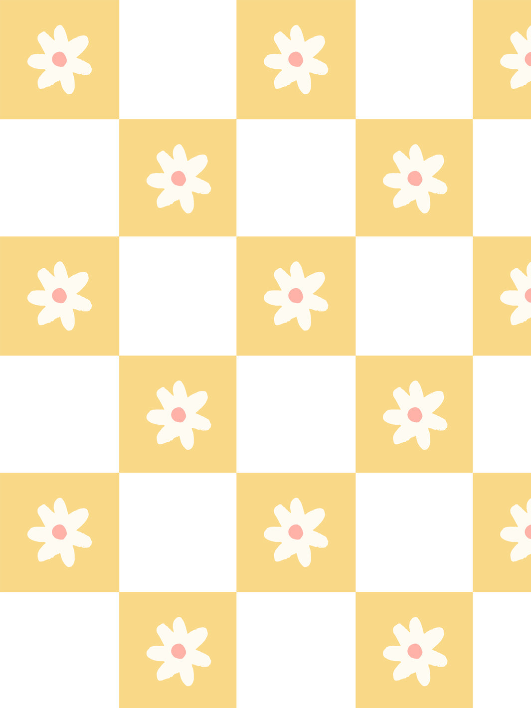 'floral Check' Wallpaper By Meri Meri - Yellow