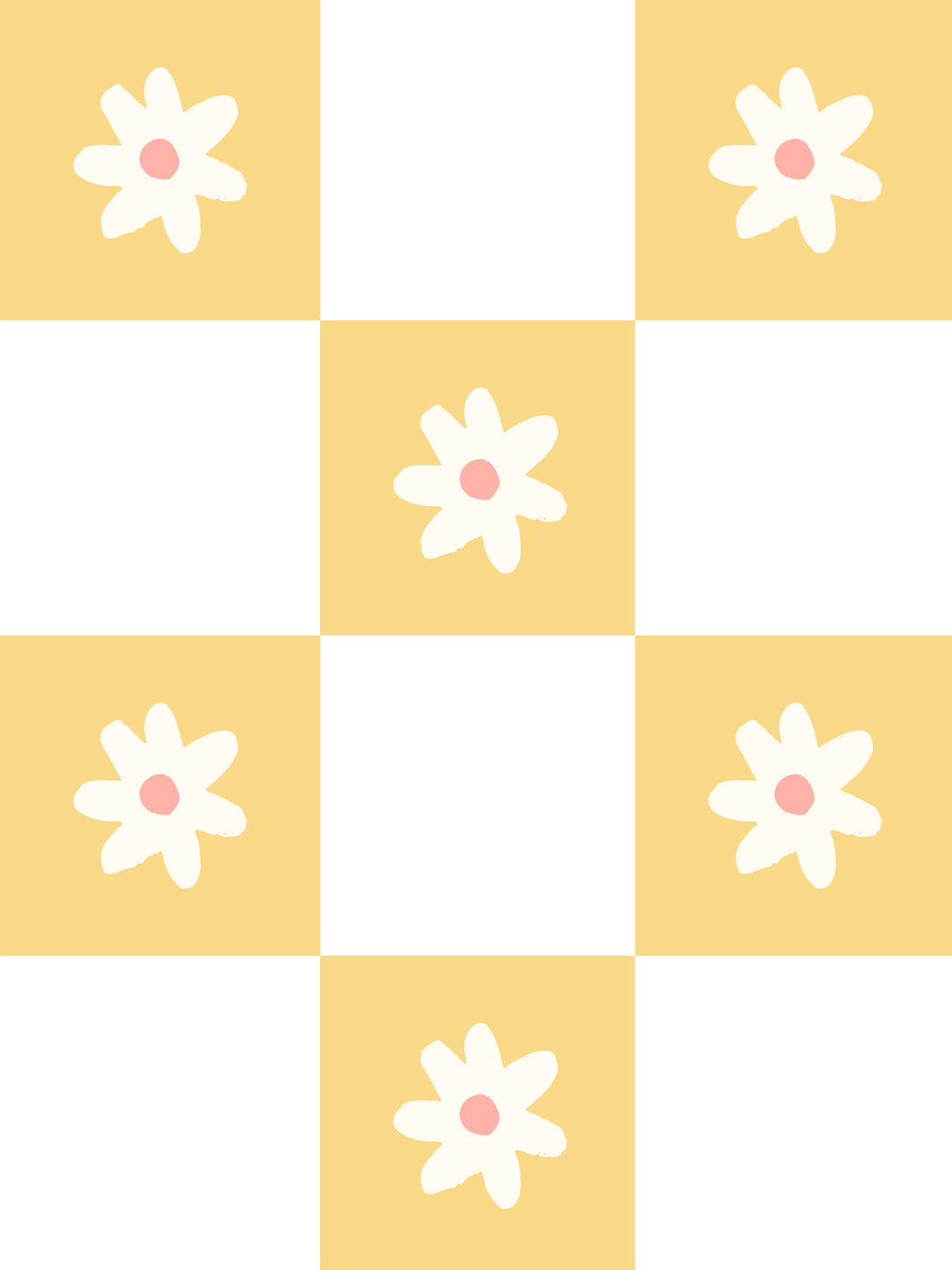'floral Check' Wallpaper By Meri Meri - Yellow
