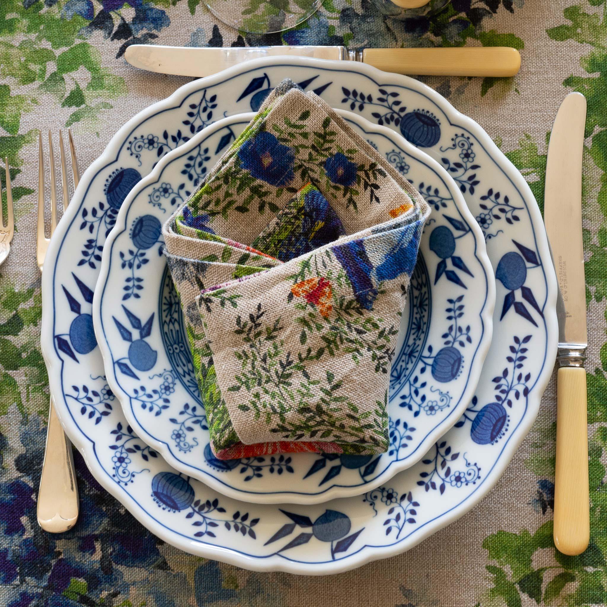 6 Organic Linen Napkins In Dramatic Iris