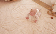 Floral Field Washable Wool Area Rug In Pink
