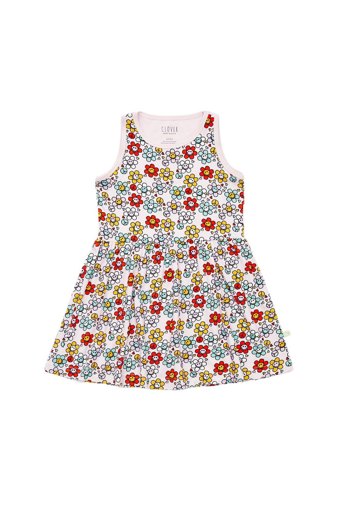 Stretchy Sleeveless Twirl Dress - Smiley Flowers