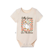 Floral 'silly Goose' Bamboo Bodysuit In Cute & Soft Baby Onesie