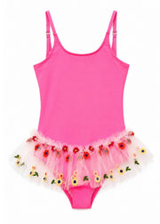 Floral Tutu Neon Pink Swimsuit