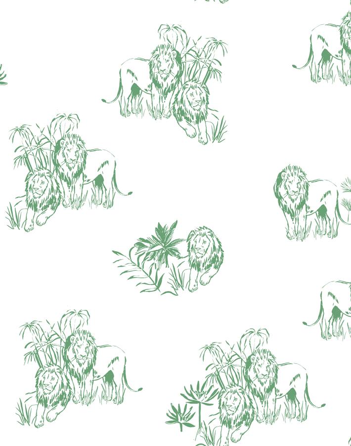 'foliage Lions' Wallpaper By Tea Collection - Green