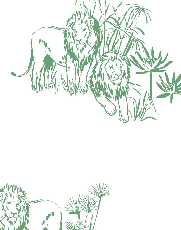 'foliage Lions' Wallpaper By Tea Collection - Green