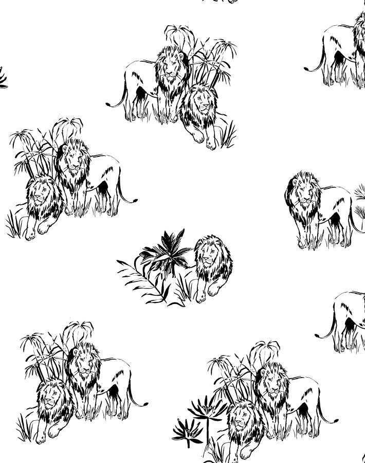 'foliage Lions' Wallpaper By Tea Collection - Onyx