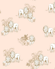 'foliage Lions' Wallpaper By Tea Collection - Peach