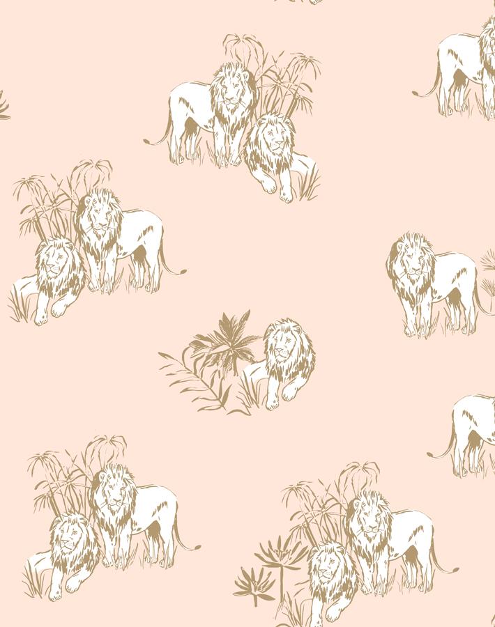 'foliage Lions' Wallpaper By Tea Collection - Peach